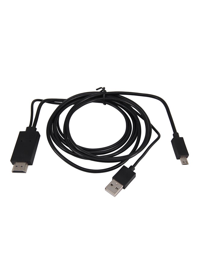 كابل محول ميديا لينك عالي السرعة من Micro USB 2.0 إلى HDMI أسود